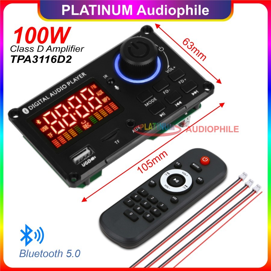 Modul MP3 Bluetooth Decoder TPA3116 D2 Stereo Class D Amplifier 100W