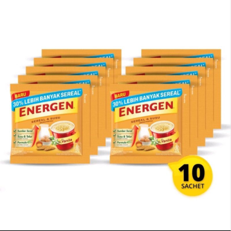 

Energen Rasa Vanilla 34gram 1 Renceng isi 10 Sachet