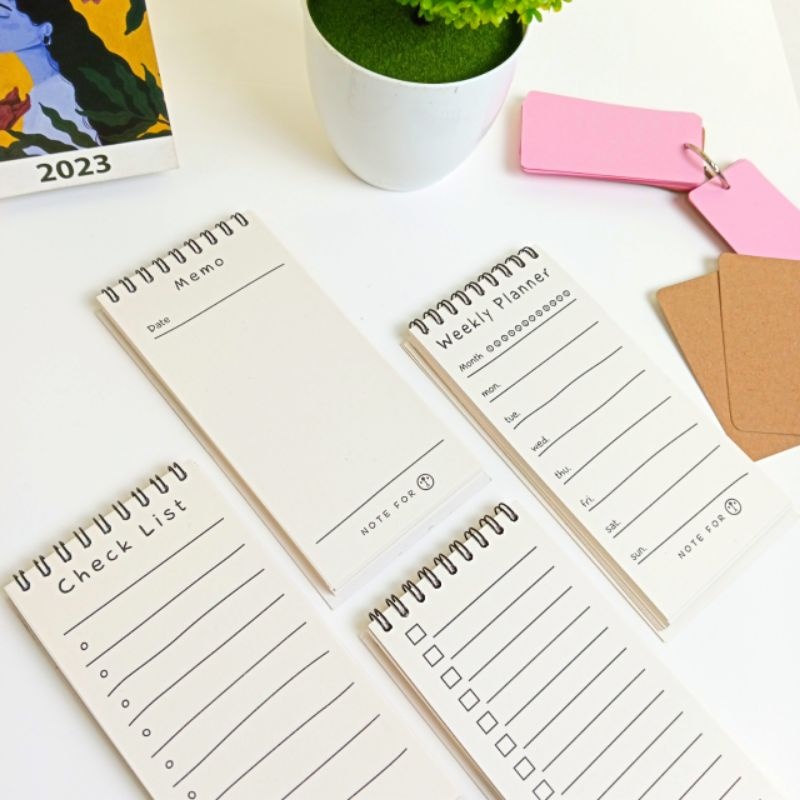 

[ RING SPIRAL ] Buku Notebook / Memo / Agenda / To Do List Bahan Kertas Craft Warna Coklat + Putih untuk Kantor / Sekolah.