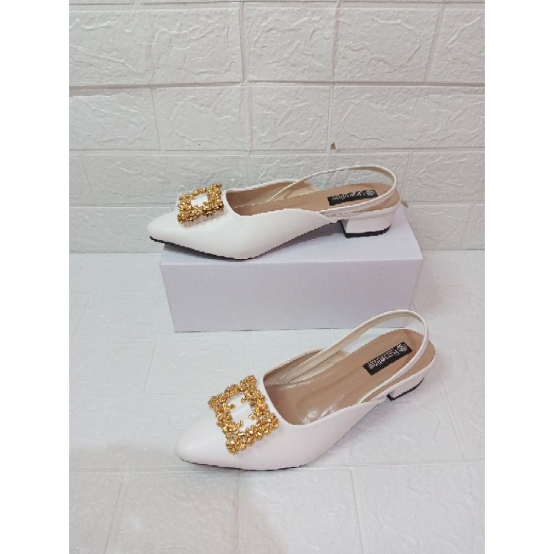 Sepatu Wanita heels Tali Belakang Tinggi 3cm Kekinian