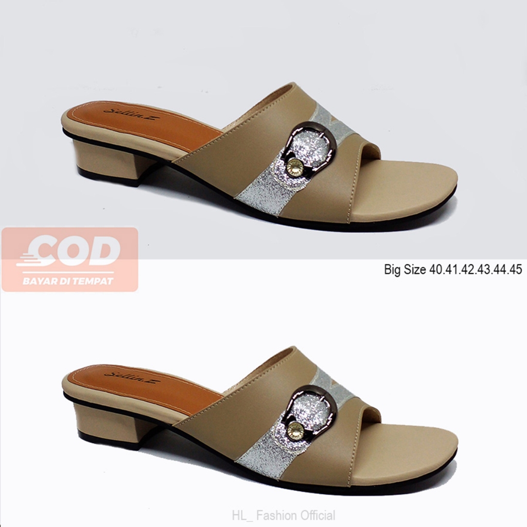 Sandal Wanita Pesta Ukuran Big Size 41-45 Heels Hak Tahu Sandal Formal Kondangan cewek Besar Jumbo