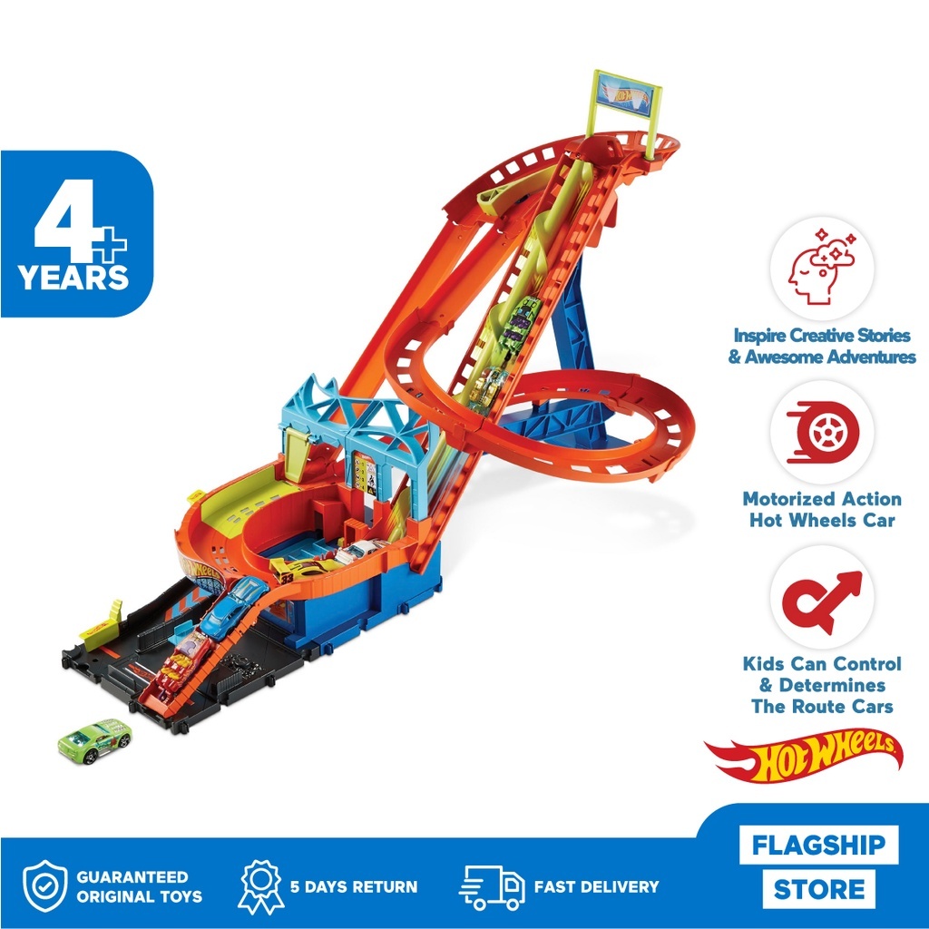 Hot Wheels City Roller Coaster Rally Playset - Mainan Trek Mobil Balap