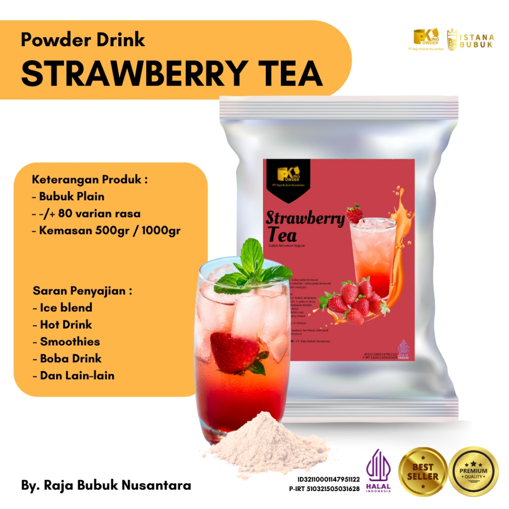 

Bubuk Regular Rasa Strawberry Tea ,bubuk rasa stoberi teh, bubuk regular strawberry teh 1 kg