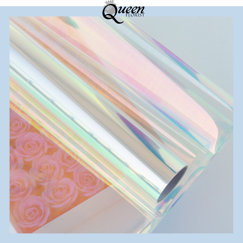 

HOLOGRAM ROLL Plastik OPP holographic rainbow transparent pelangi kertas bunga wrapping paper ROLL01