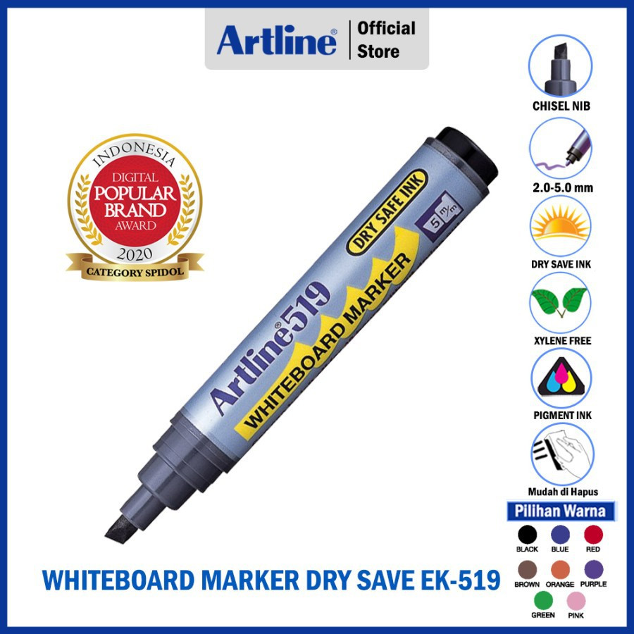 

SPIDOL ARTLINE NON PERMANENT ELECTRONIC WHITEBOARD MARKER EK-519 Black/Hitam