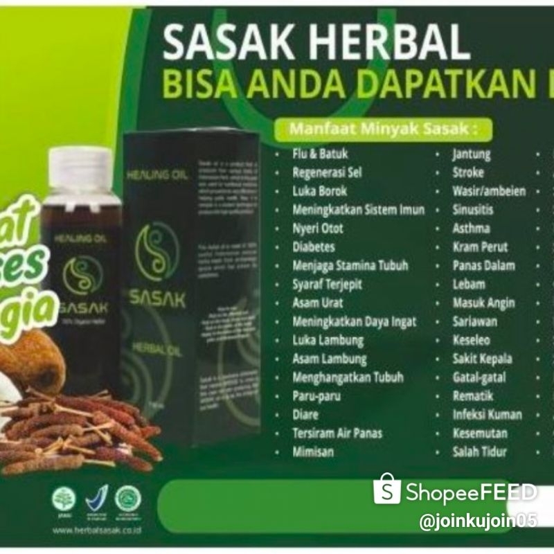 Sasak herbal oil Original Produk Tradisional  Berkualitas Tinggi ( Khusus Brosur Mitra )