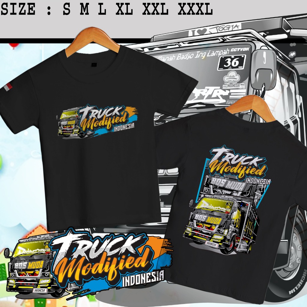 T-shirt / Kaos Distro Anak anak Motif Truck Modified Indonesia Truk Gank Telolet Kaos Terlaris Viral