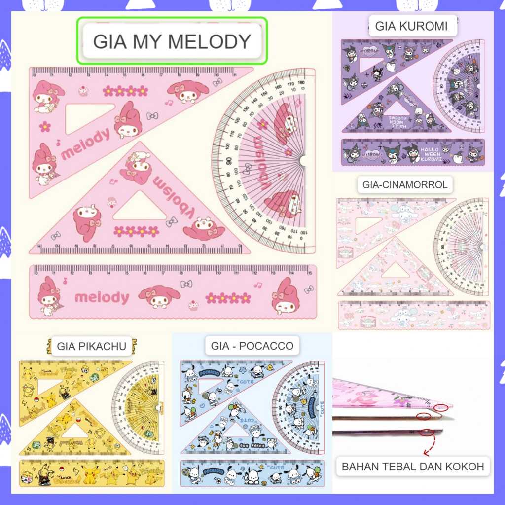 

GEMILANGWALLPAPER - SET PENGGARIS JANGKA BUSUR SANRIO ANIME | PERLENGKAPAN ALAT TULIS SEKOLAH | ATS | ATK | ALAT TULIS SEKOLAH | PENGGARIS LUCU | GARISAN BUSUR | PENGGARIS SEGITIGA | KUROMI | POCACCO | CINAMORROL | MELODY | POKEMON | PIKACHU
