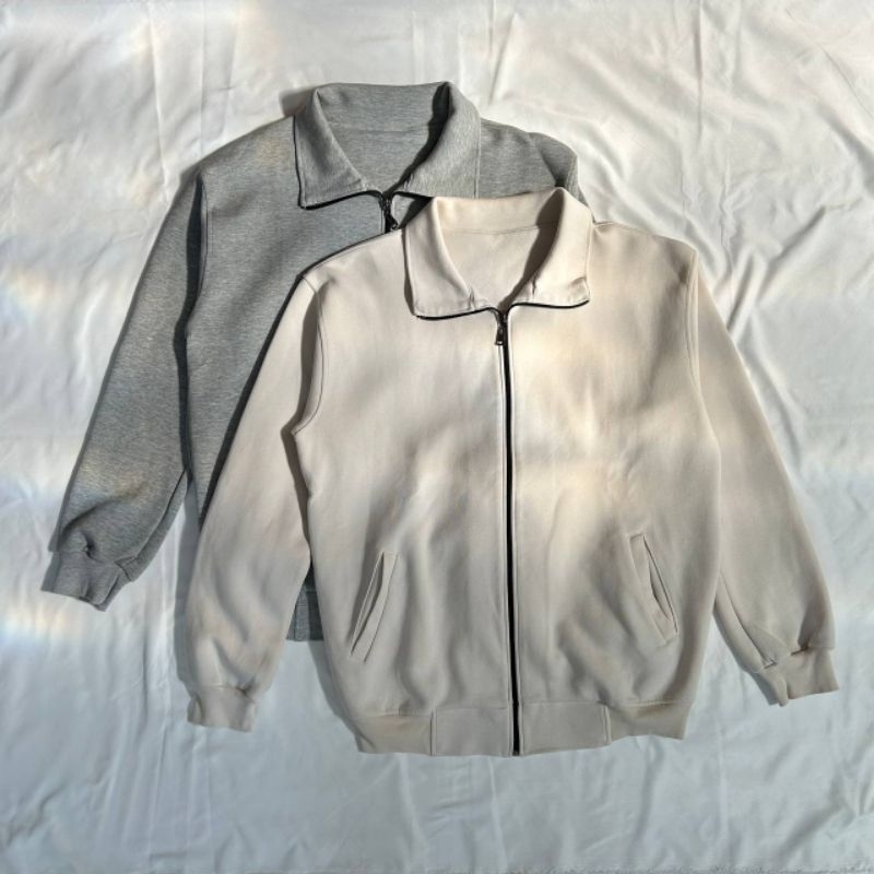 Jacket Bomber Berkerah Polos