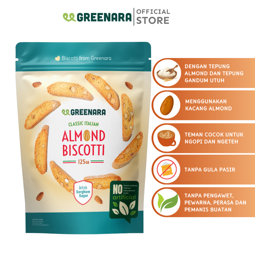 

Greenara Classic Italian Almond Biscotti / Biskuit Sehat Bebas Gula Pasir