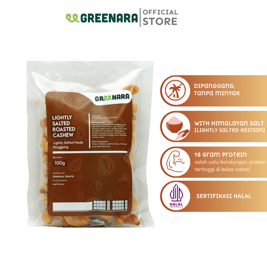 

Greenara - Lightly Salted Roasted Cashew 100gr / Mede Panggang Asin