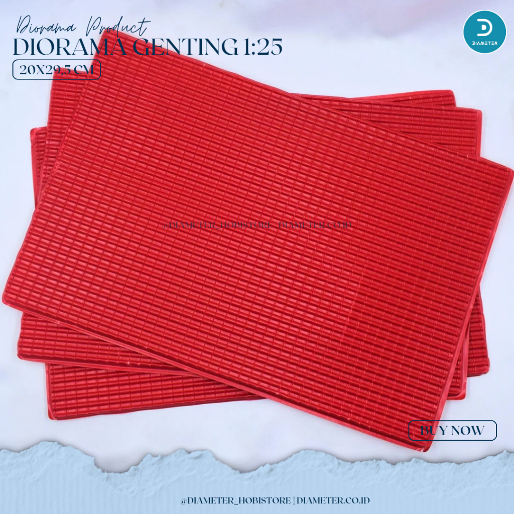Bahan Maket Diorama Atap Rumah PVC/Genteng Merah Plastik/Roof Tiles Sheet Pvc
