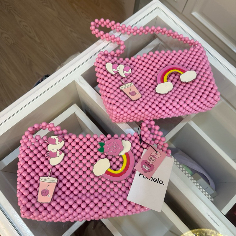 𝙉𝙀𝙒 & 𝙋𝙍𝙀𝙇𝙊𝙑𝙀𝘿 Pomelo x Esther Bunny Beaded Shoulder Bag Pink Cute Bag With Pin