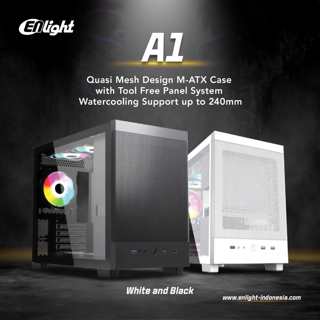 ENLIGHT A1 - Compact Micro M-ATX Case with Quasi Mesh Design Casing