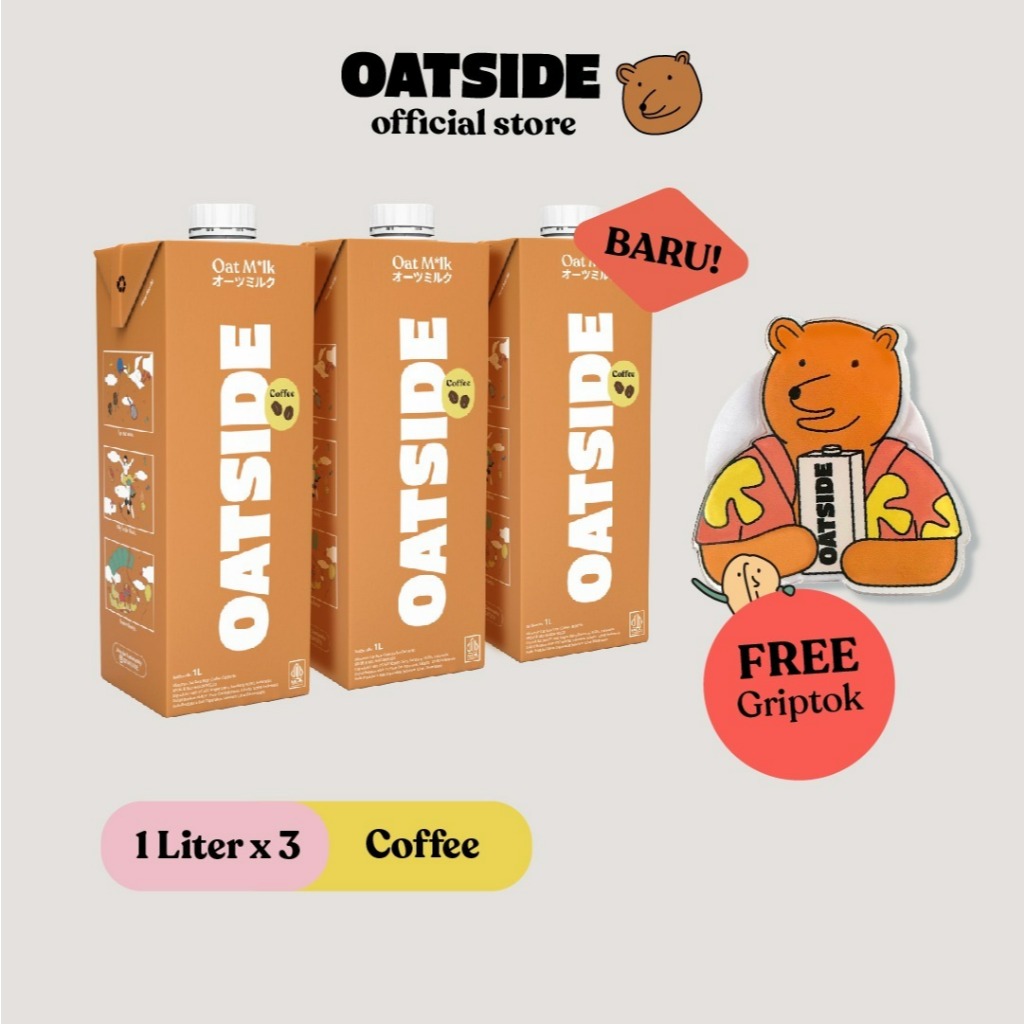 

OATSIDE Oat Milk Coffee 1L (3pcs) FREE Griptok | Susu Oat Rasa Kopi