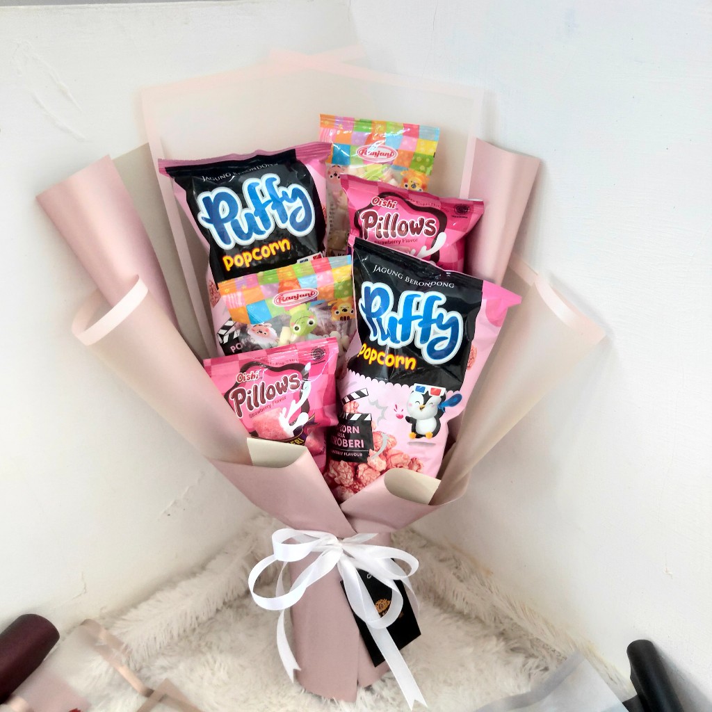 

AB 942A Hand Buket Bouquet Snack Murah Pink