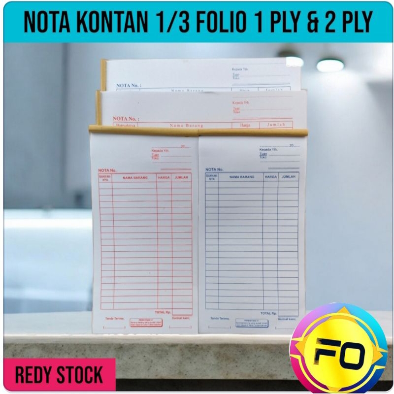 

NOTA KONTAN 1 PLY & 2 PLY 1/3 FOLIO - SIAP KIRIM