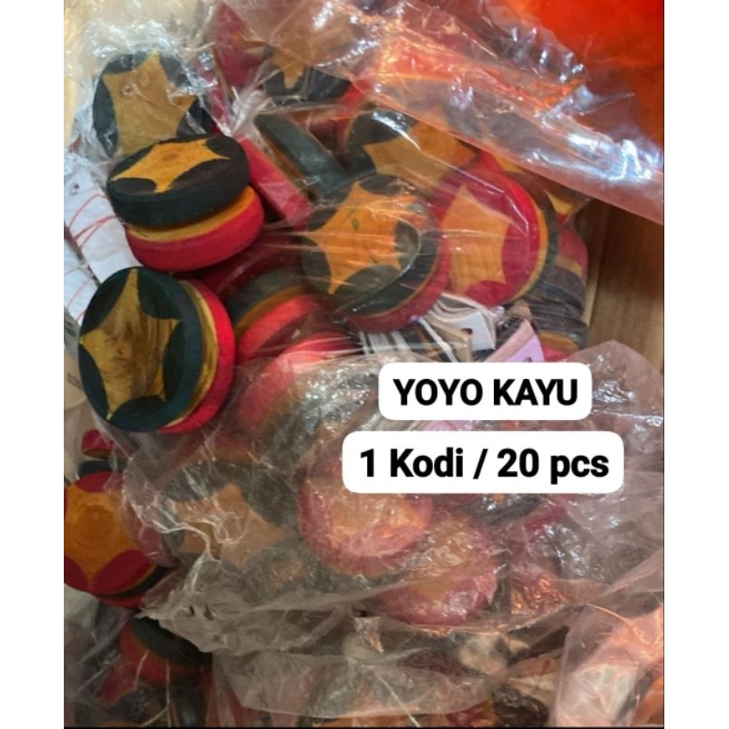 YOYO KAYU 1 Kodi atau 20 Biji, Diameter 6-10 cm, CAMPUR, Mainan Jadul Tradisional, GROSIR Termurah