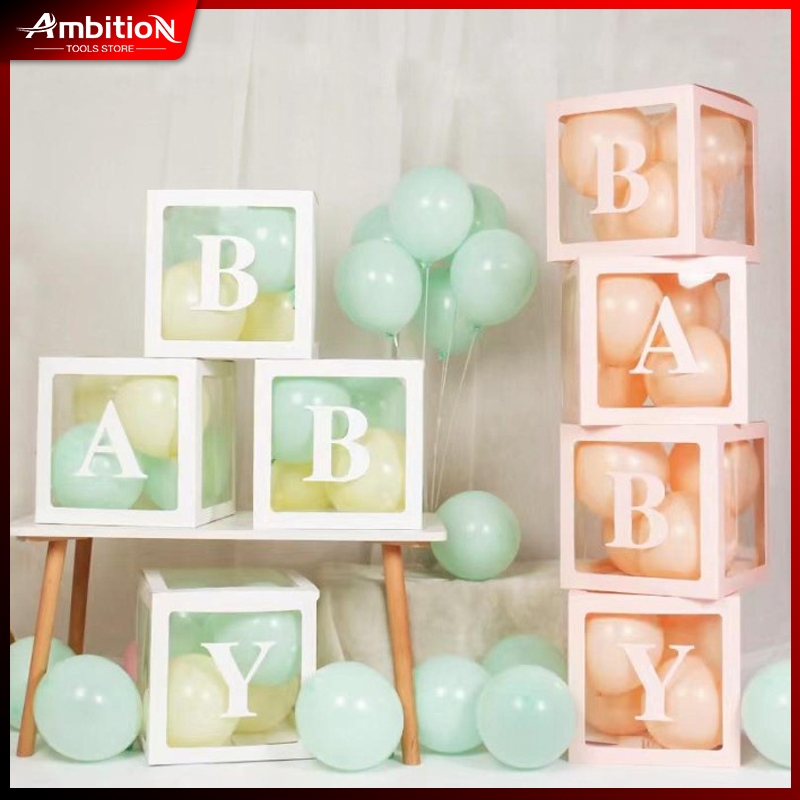 Balon Box BABY 2025 4pcs DIY Dekorasi baby Balonasia Box Transparan Balon