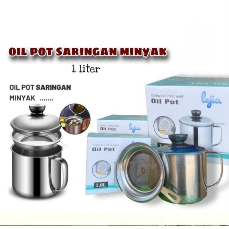 Oil Pot Stainless 1 Liter // Oil Pot Stainless Steel Ware