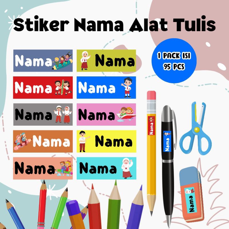 

stiker nama alat tulis