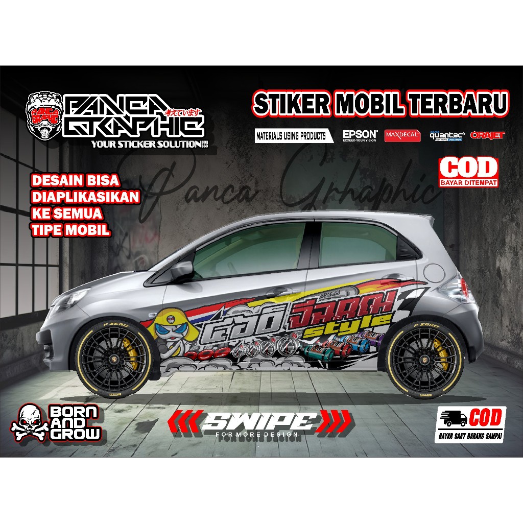 STICKER MOBIL JAZZ, BRIO | DECAL STICKER MOBIL STIKER JAZZ, BRIO, AGYA, YARIS FREE REQUEST FREE CUST