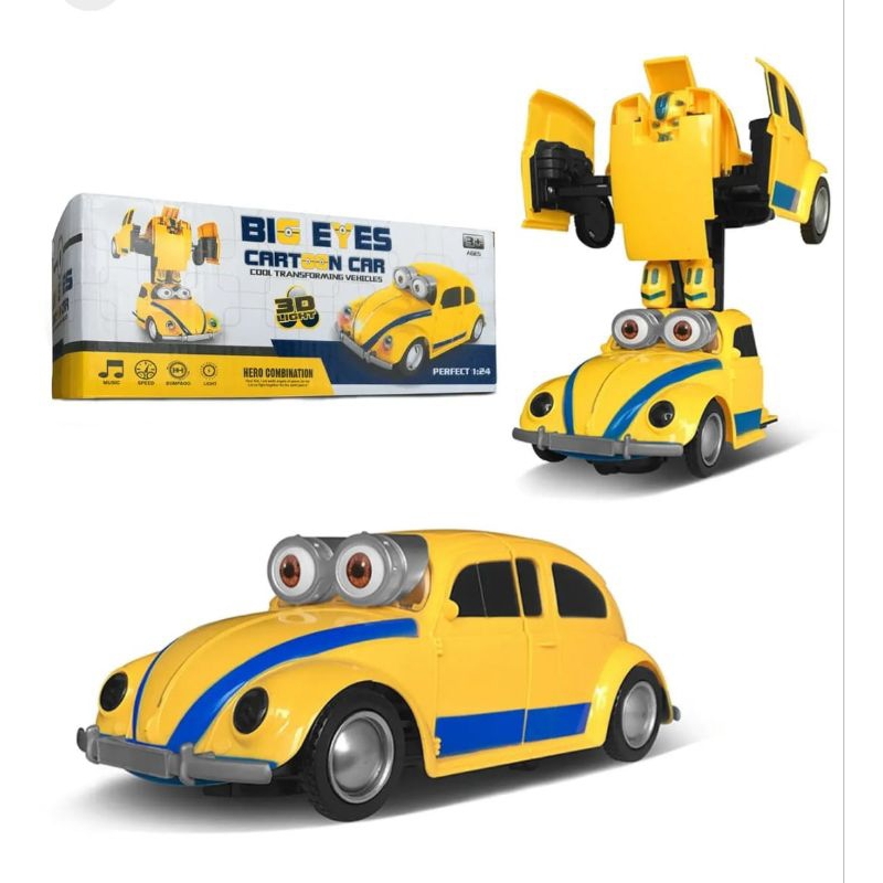 Mainan Mobil Jadi Robot Big Eyes Minion Car 9921 - Hamdalah Toys