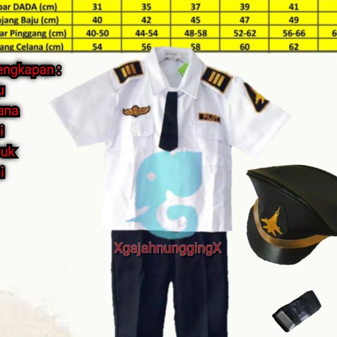 Mega Baju Seragam Pilot Anak  Setelan Pilot Anak  Kostum Pilot  17 agustusan karnaval Bandung