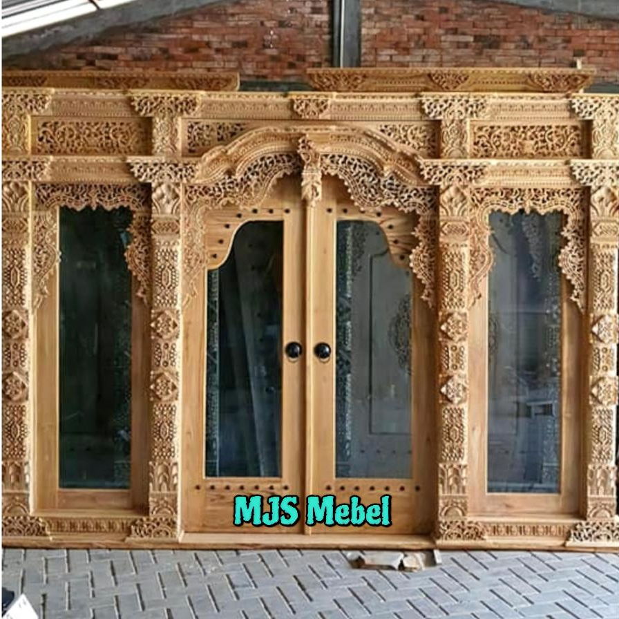 Pintu Gekyok Ukir Jati Modern Jendela Kaca Murah