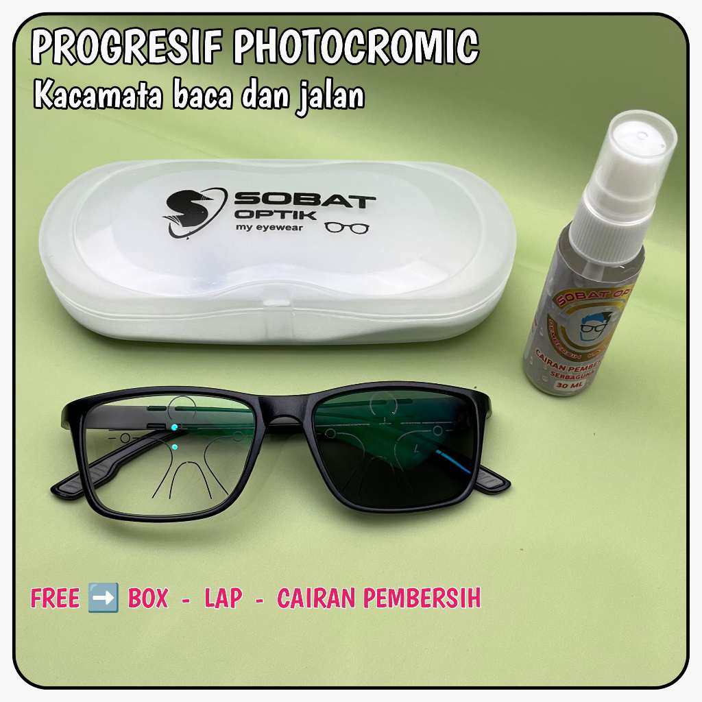 Kacamata Progresif Photocromic Baca Dan Jalan Pria Dan Wanita Abu Hitam Glasses Eyewear
