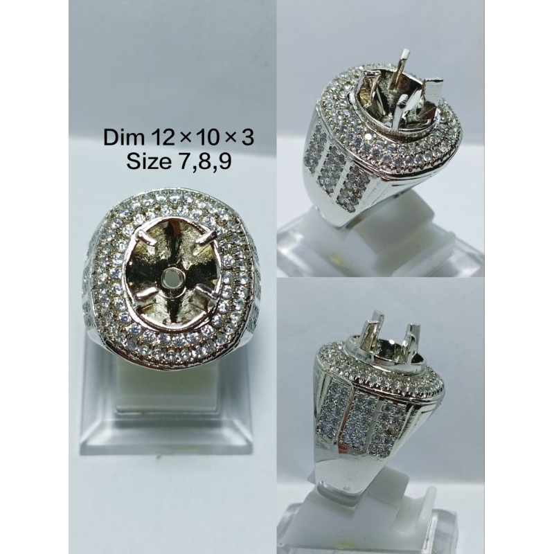 Ring cincin/emban alpaka super microsetting full zirkon/Diamond tumpuk