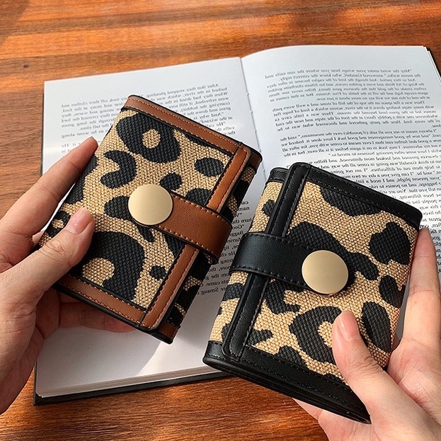 FG2 Dompet Wanita Leopard Dompet Kekan Dompet Lipat Wanita Loreng Kecil 1351
