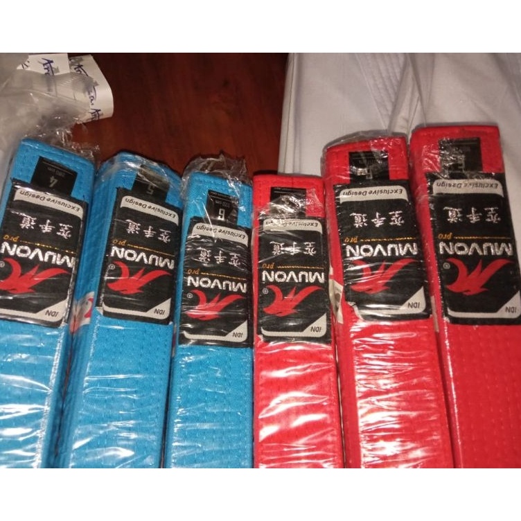 Dijamin Awet  Sabuk Karate Muvon Type Pro Series Sabuk Kata Muvon Merah Biru Sabuk Aka Ao Karate Ori