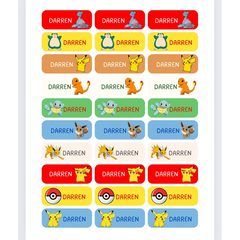 

(isi 30) uk 4x1.5cm sticker label nama anak sekolah anti air hello kitty my melody