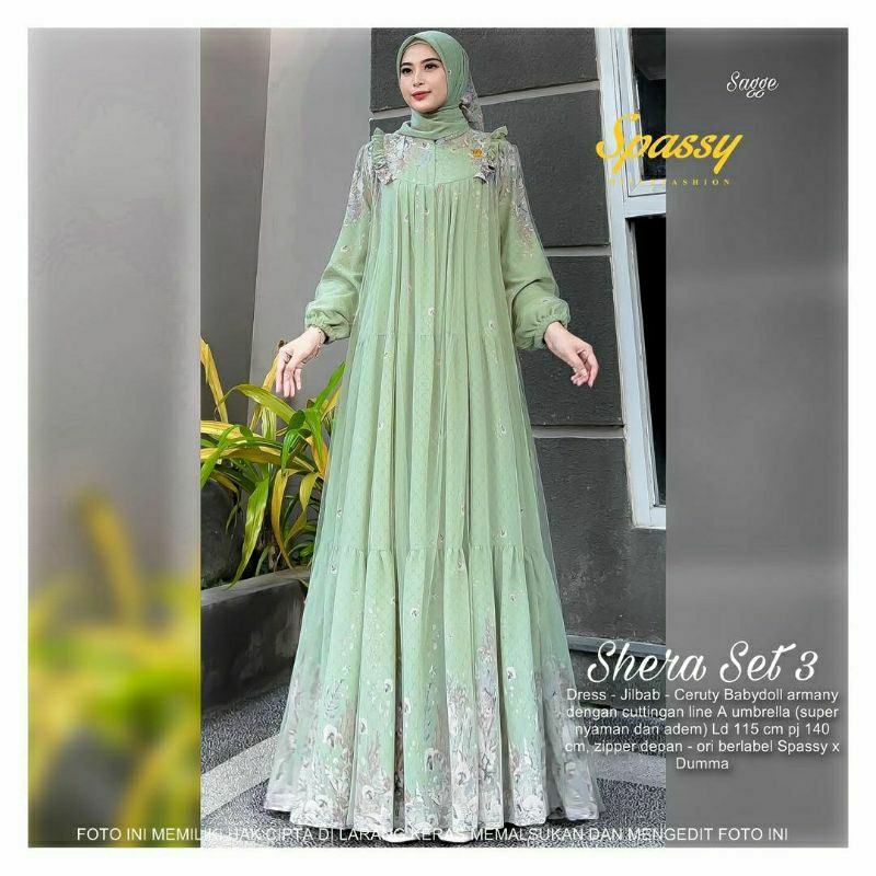 GAMIS PESTA MEWAH ELEGAN SHERRA SET HIJAB / GROSIR BUSANA SURABAYA / TERMURAH / TERLARIS / COD BAYAR