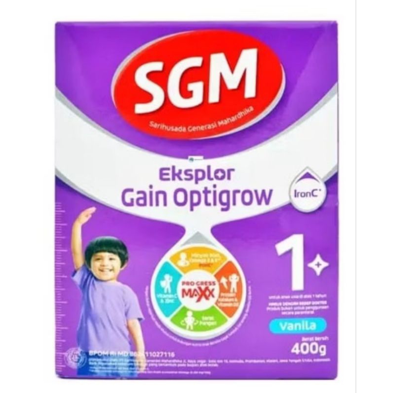 SGM eksplor gain optigrow 1 Vanila 400 gram susu pertumbuhan anak