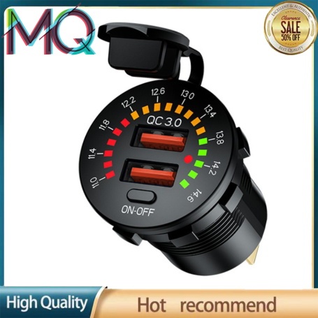 MQ 12V Pengisi Daya Cepat 2 USB SUV, Pengisi Daya Cepat Outlet Mobil 3.0 4.8A USB Tipe C 18W Tahan A