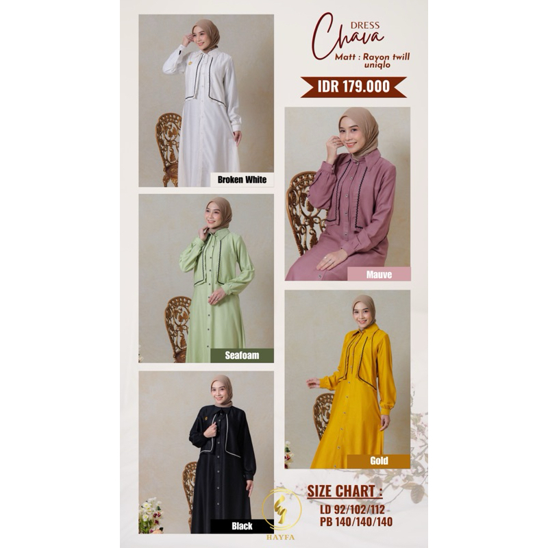 Gamis rayon polos / Gamis renda premium / Chava dress / Hayfa Moeslim Wear