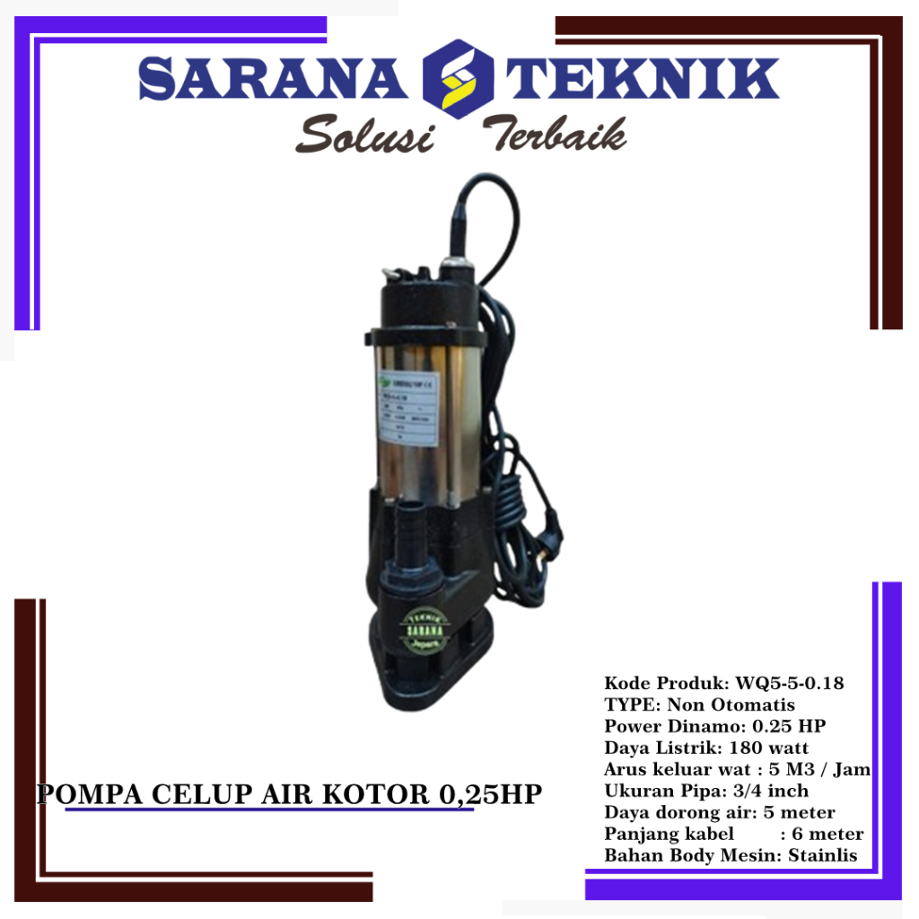 Pompa Celup Air Kotor 0.25 HP SUBSIBEL