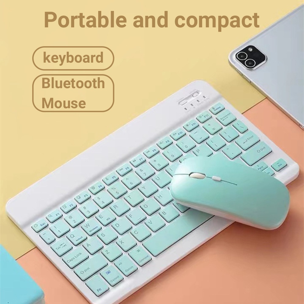 Macaron Tablet Bluetooth Keyboard Set for iPad Silent Bluetooth Mouse 10-inch Wireless Keyboard Tabl