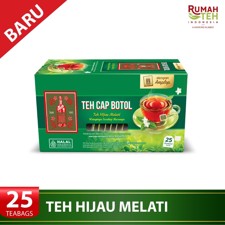 

Teh Celup Cap Botol Hijau Aroma Melati Envelope 25s (Tea Bag dengan amplop / Teh Celup)