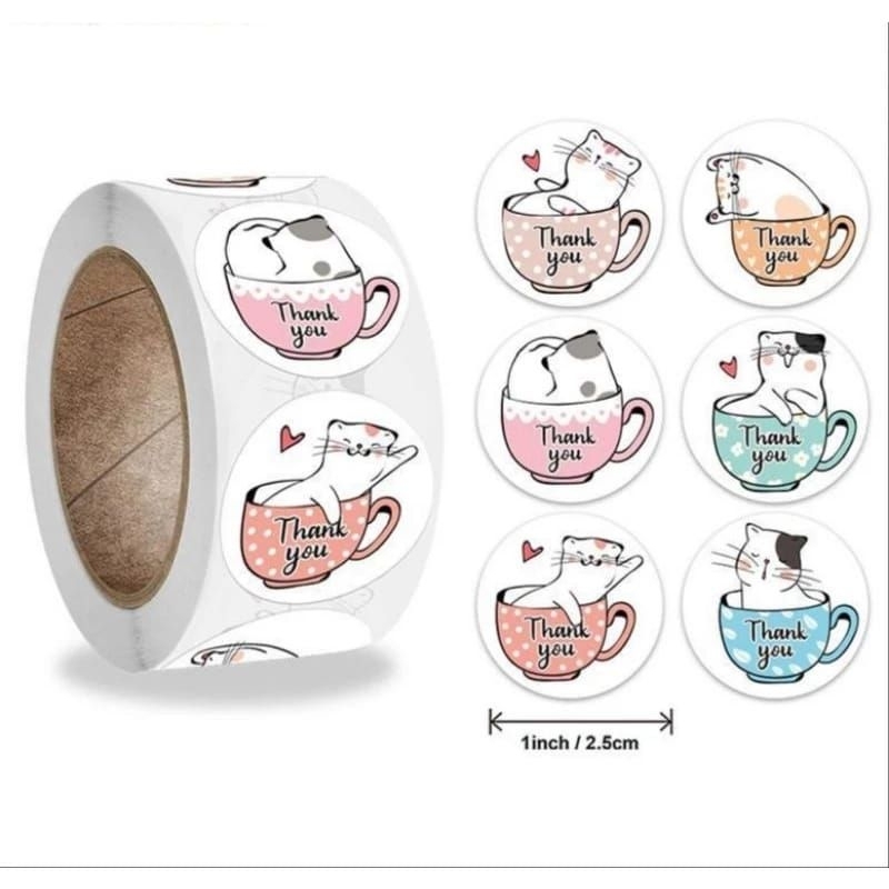

[10PCS] Stiker Kucing Lingkaran Thank You Terima Kasih