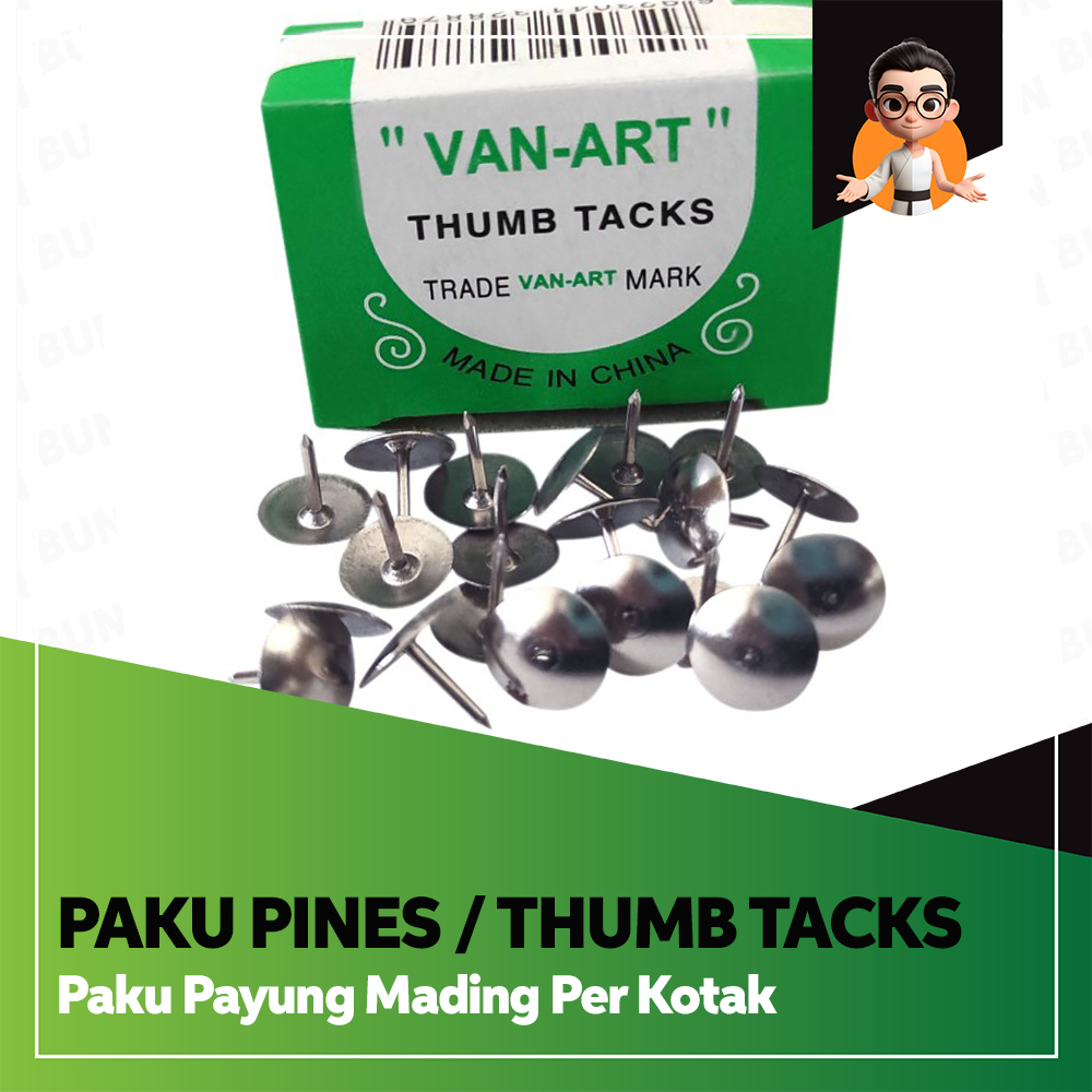 

Paku Pines / Thumb Tacks Van-Art - Paku payung mading per box