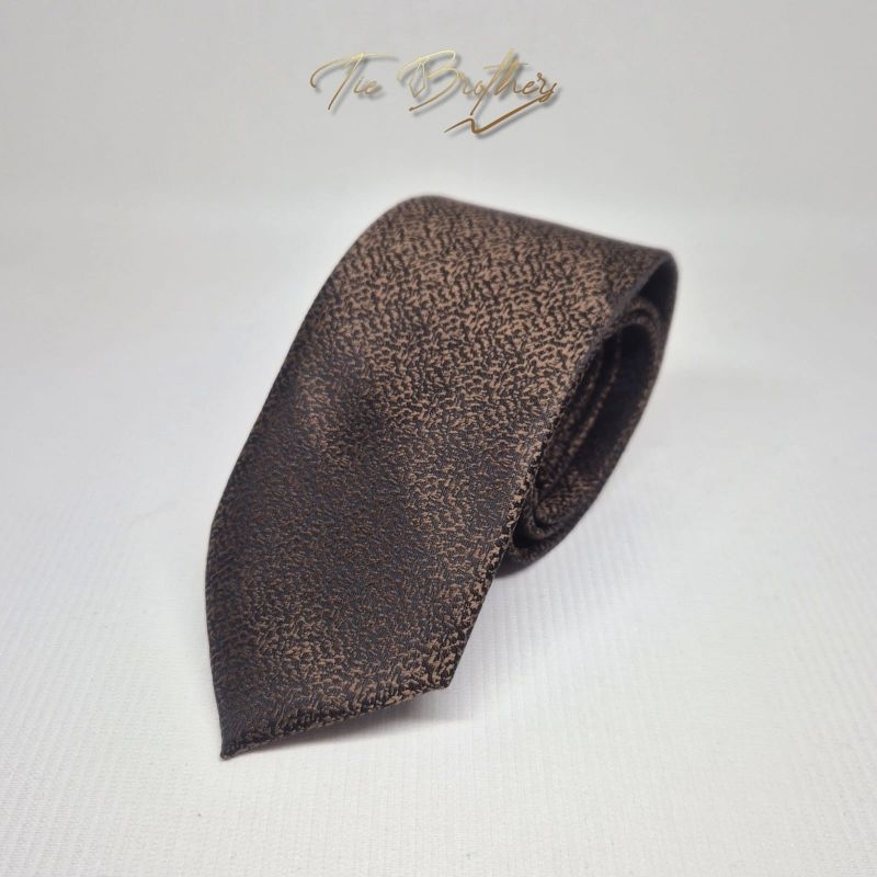 set tie dark brown coklat tua pasir ris isi dasi panjang long tie motif texture uk 3 inch medium dan