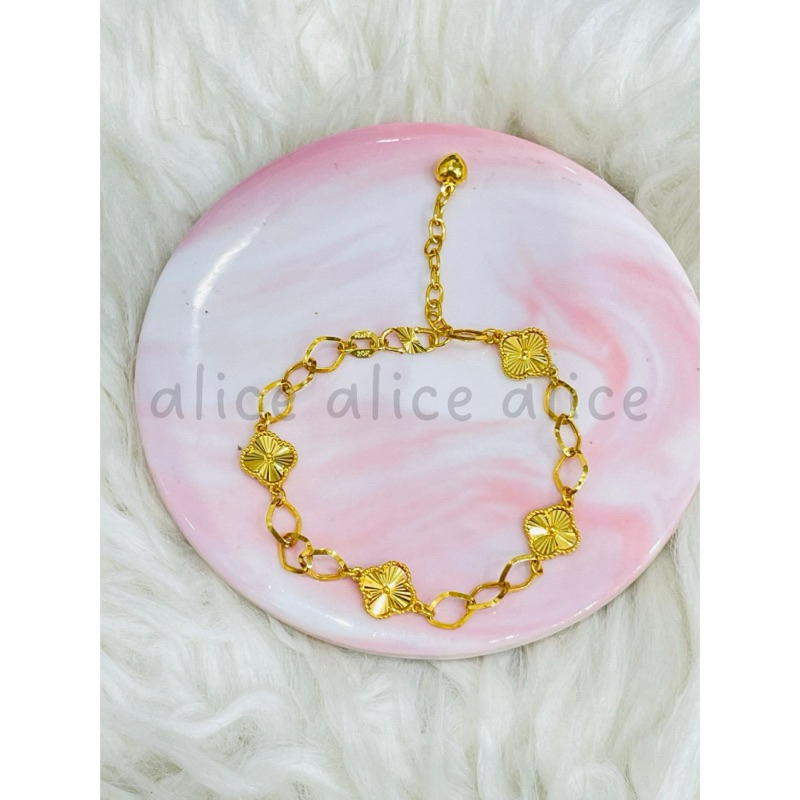 gelang mocca clover elegant emas asli kadar 875
