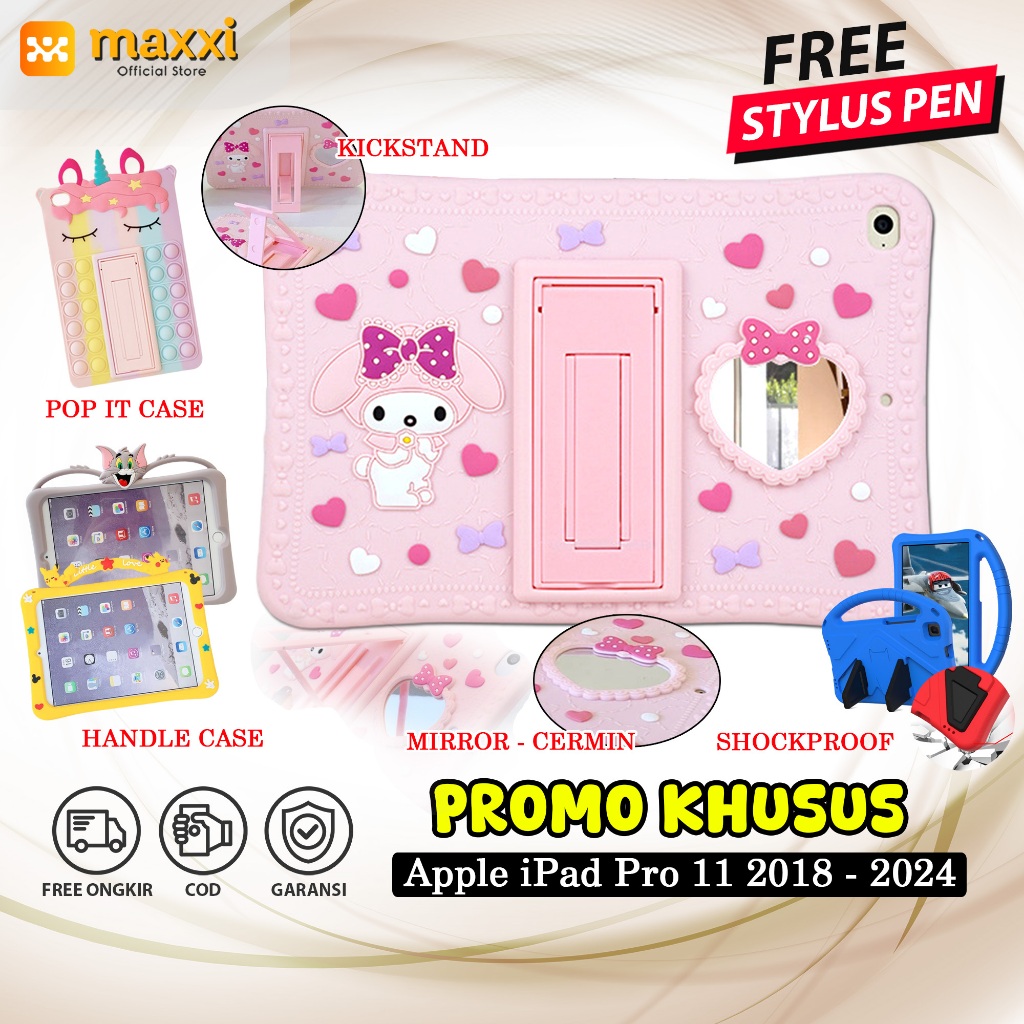PROMO Softcase iPad Pro 11 M1 M2 M4 2024 2022 2021 2020 2018 Case Anak Dewasa Karakter Lucu Anti Air