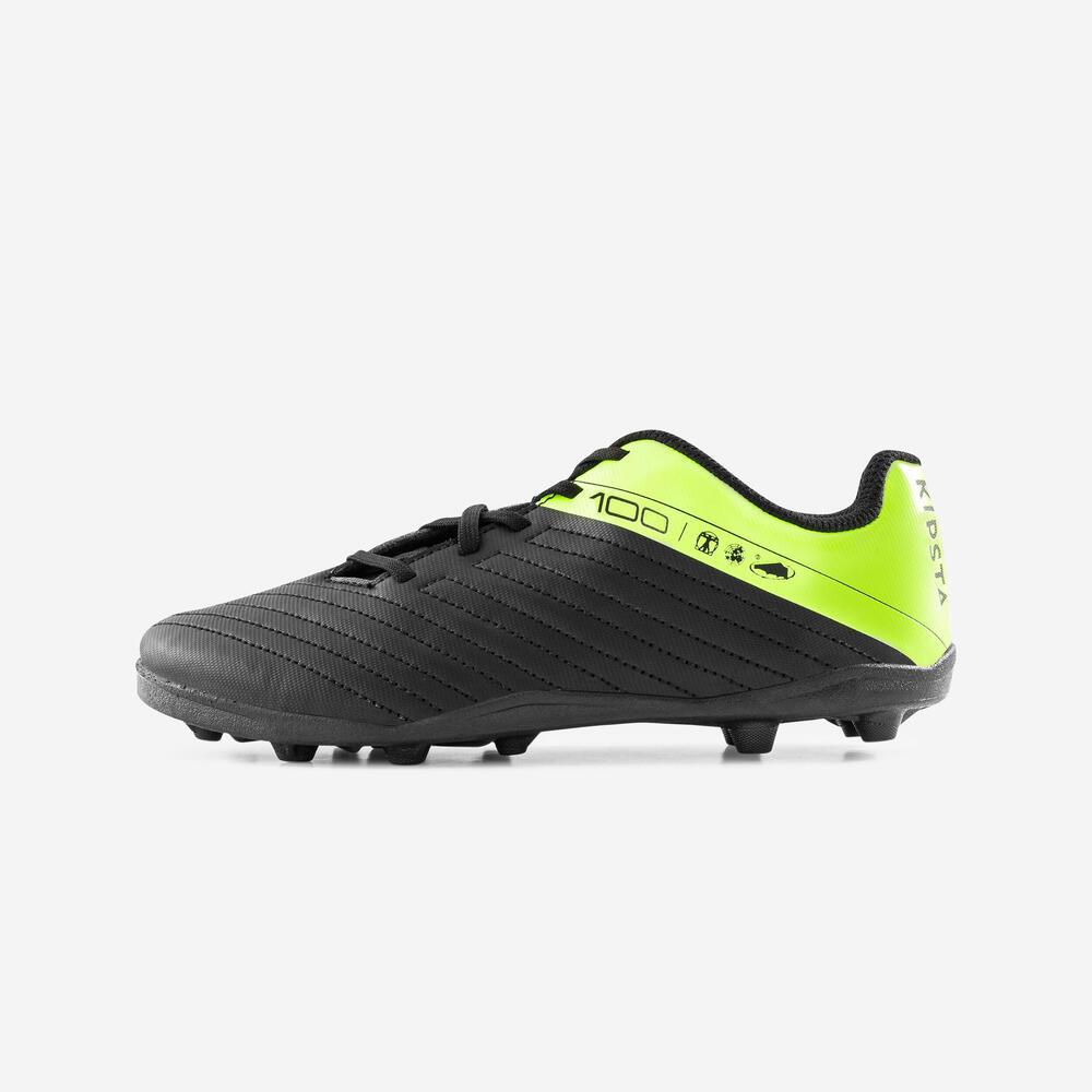 Decathlon Kipsta Sepatu Bola Lapangan Keras Anak Agility 100 HG - Hitam/Kuning - 8766040
