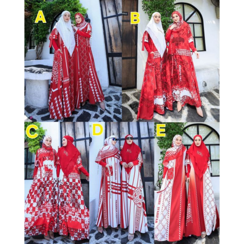 Koleksi Merah Putih Spesial Kemerdekaan By Gallery Syarifah Original Terbaru Gamis Syari Set Hijab B