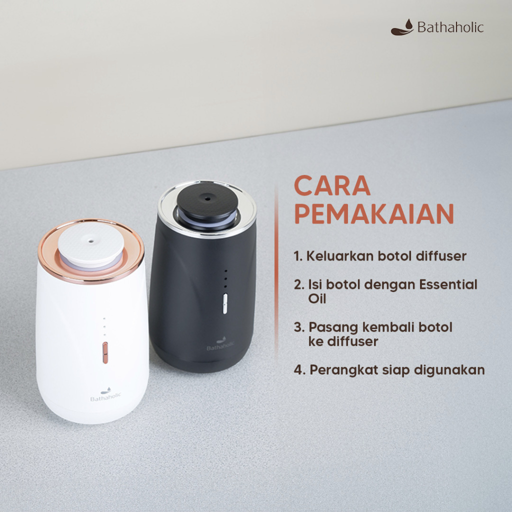 HOT DEALS Bathaholic Nebulizer 3 Waterless Diffuser Aromatherapy Portable Untuk Mobil & Rumah - 10mL