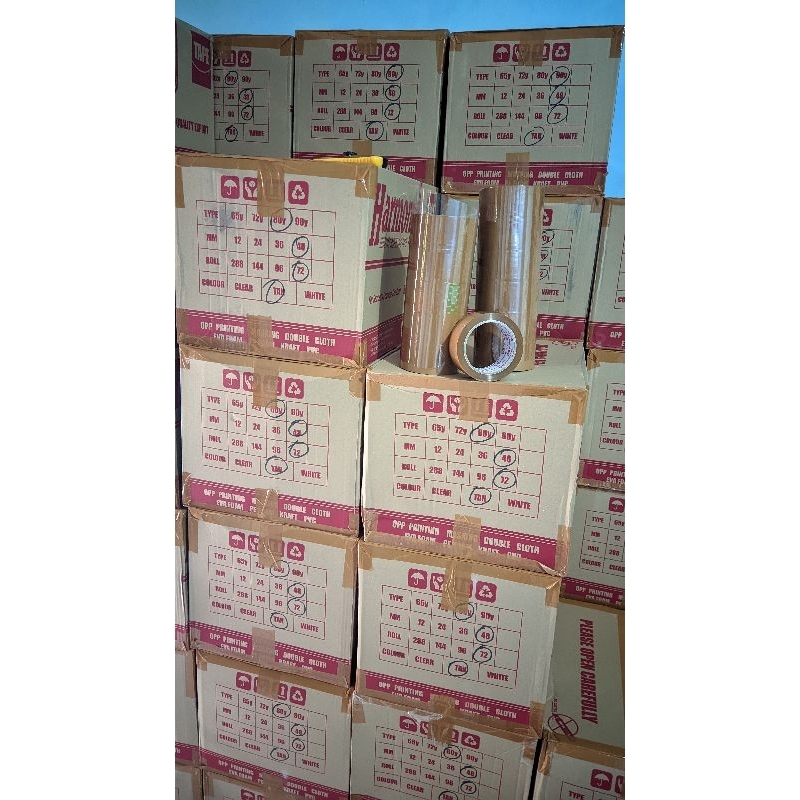 

Lakban opp merk harmony 48mmx 80yard/70meter harga/karton isi 72Pcs roll